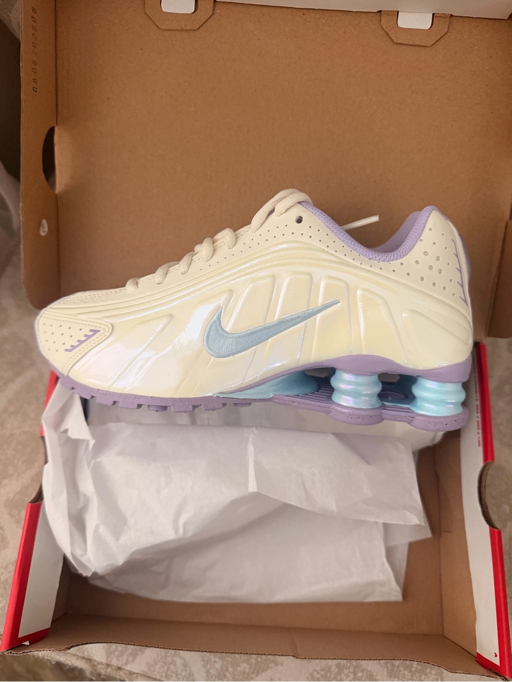 Nike Women’s Cream, Lilac & Light Blue Shox Sneaker